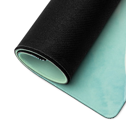 Cute Mint Green Kawaii Cat Mouse Pad