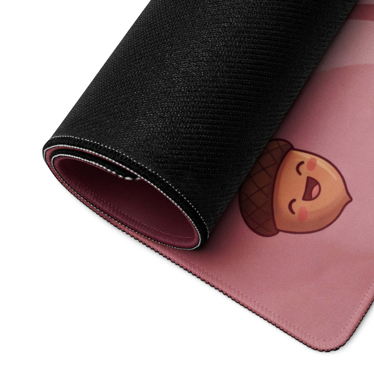 Pink Moonlit Cute Gaming Mouse Pad With Foxes Mushrooms Stars