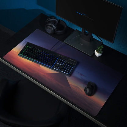 Epic Sunrise large gaming mouse pad with sunset design, non-slip backing