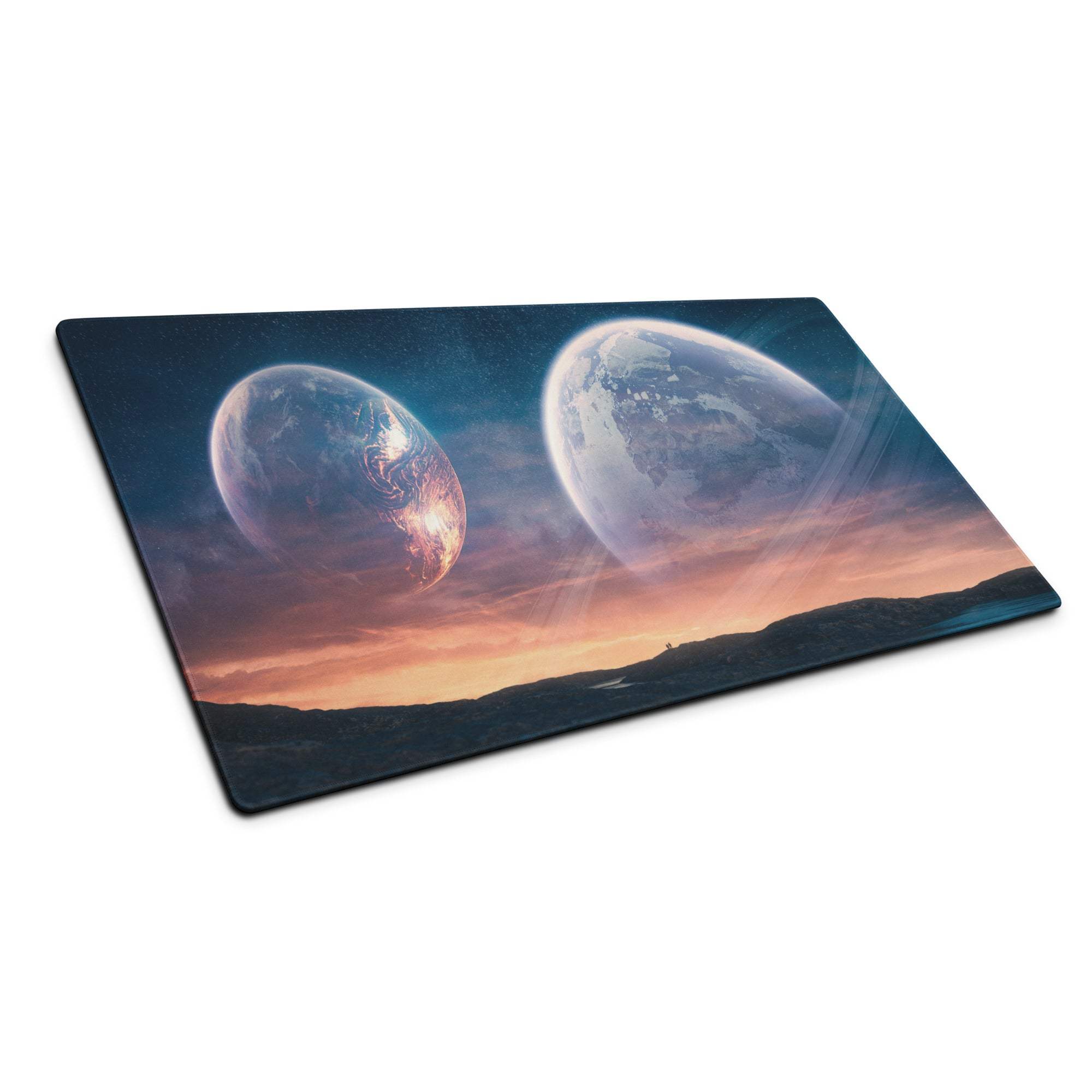 Cosmic planets rectangular cutting board with orange purple twilight sky