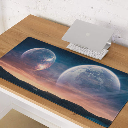 Cosmic planets gaming mouse pad with large surface and edge stitching