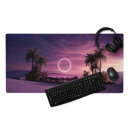 Dreamy purple sunset palm tree snowy landscape large gaming mouse pad
