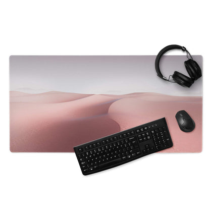 Pink Desert Dune large gaming mousepad with non-slip base and stitched edges