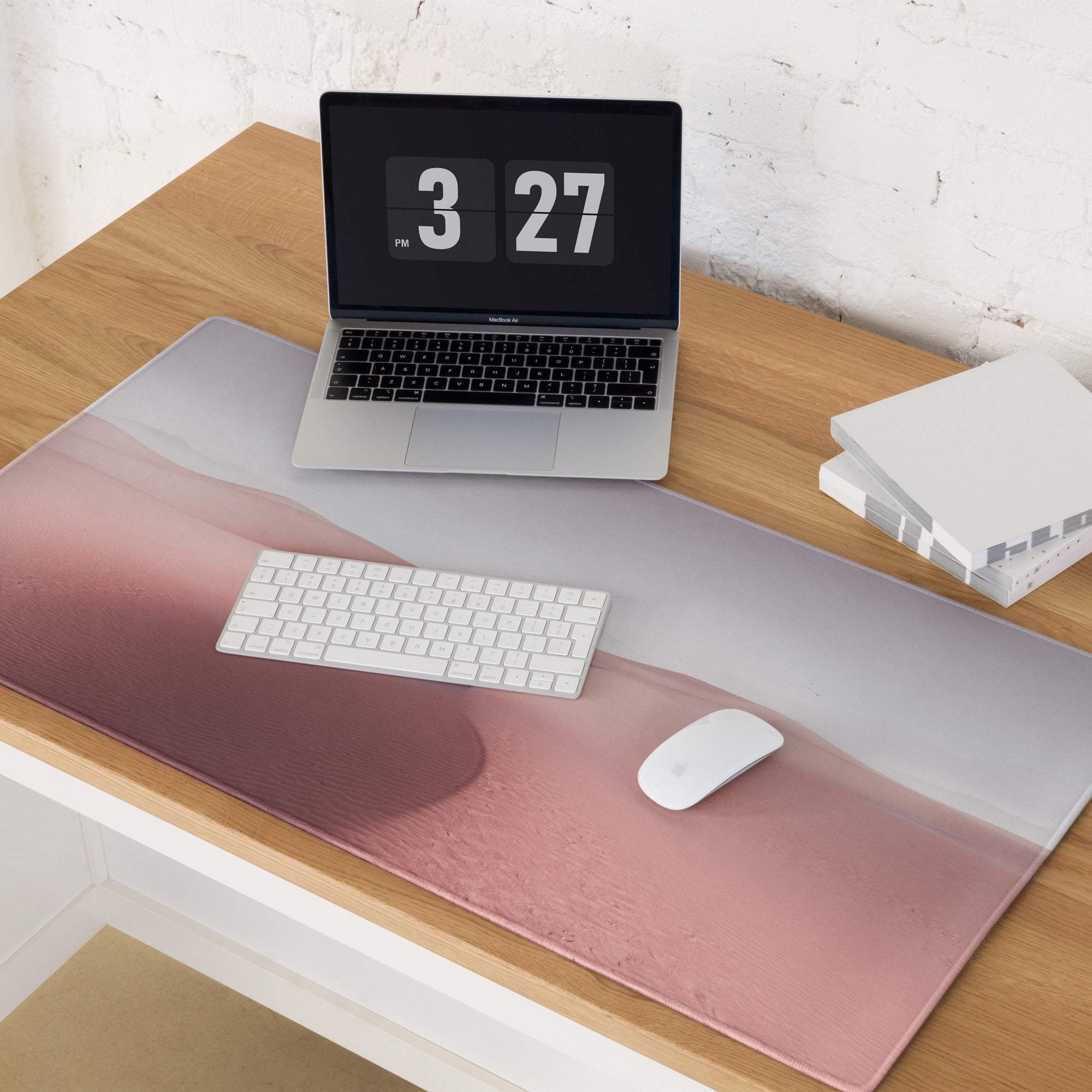 Desert Dune Pink large gaming mouse pad with pink-to-gray gradient
