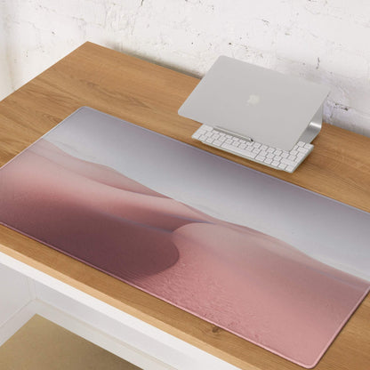 Desert Dune Pink large gaming mouse pad with rose gold gradient dunes