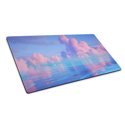 Dreamy pastel ocean sky glass cutting board in pink, lavender, blue hues