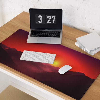 Vibrant sunset mountain vista gaming mouse pad with large non-slip surface