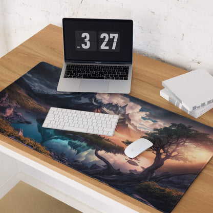 Epic Mountain Landscape Gaming Mouse Pad with Dramatic Sunset, Non-Slip Base
