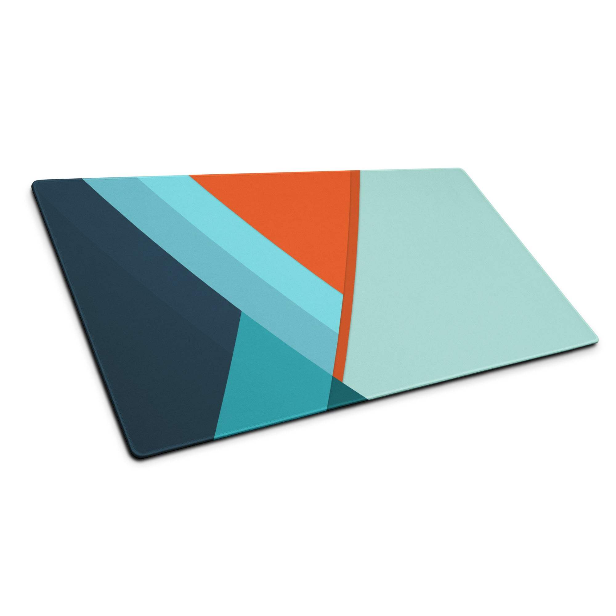 Modern geometric glass cutting board in teal blue orange vibrant accents