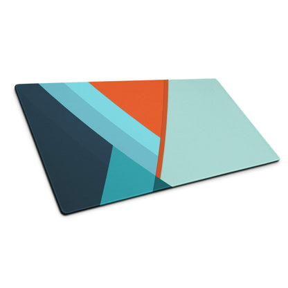 Modern geometric glass cutting board in teal blue orange vibrant accents