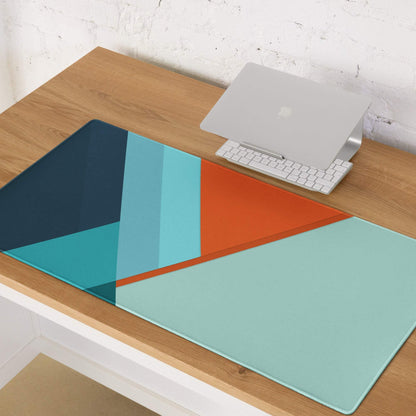 Geometric abstract modern gaming mouse pad in teal blue orange