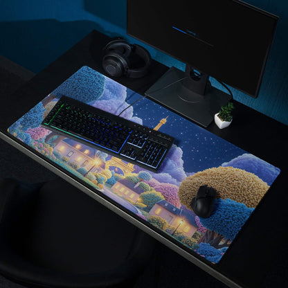 Vibrant Dreamy Paris Nightscape gaming mouse pad with Eiffel Tower scene