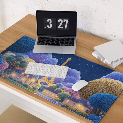 Dreamy Paris Nightscape large gaming mouse pad with Eiffel Tower scene