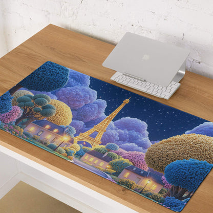Dreamy Paris Nightscape large gaming mouse pad with Eiffel Tower design