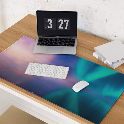 Dreamy Aurora gaming mouse pad with vibrant borealis design and non-slip backing