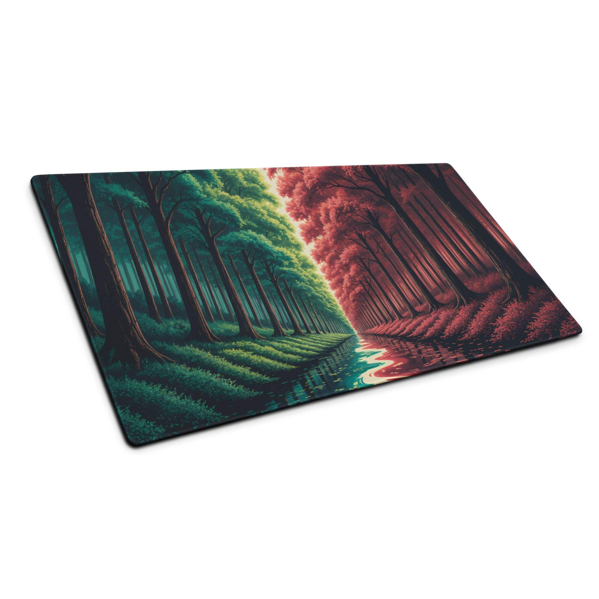 Epic Forest Split Tone green red gradient gaming mouse pad