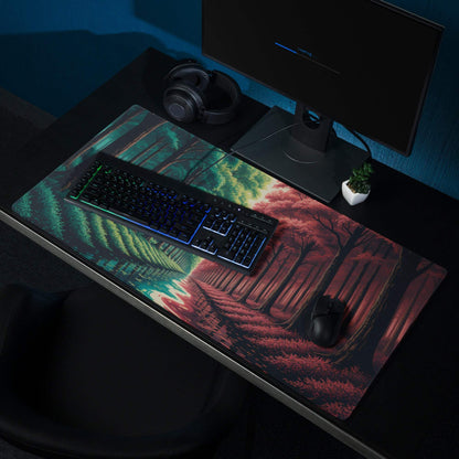 Epic Forest Split Tone green red gradient gaming mouse pad