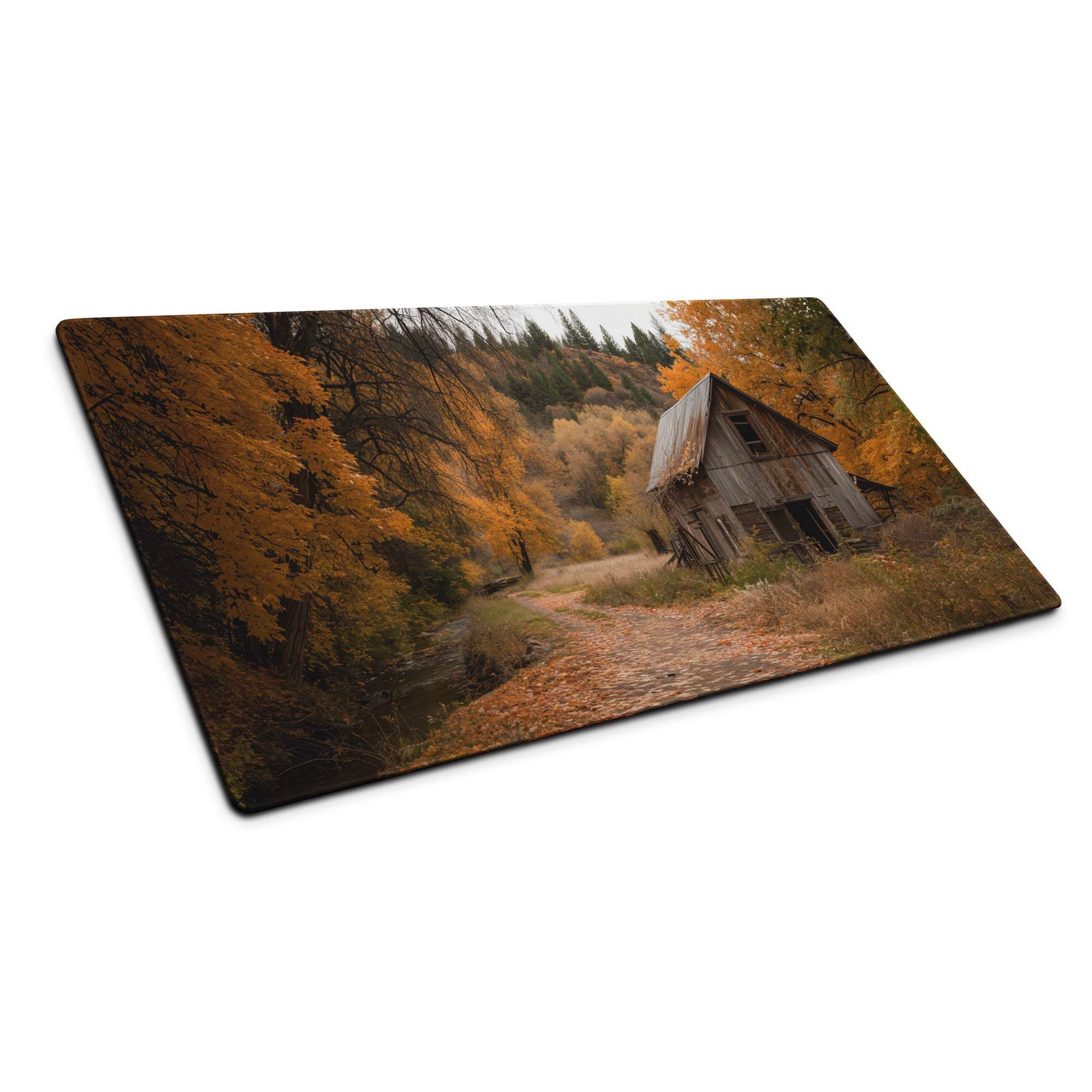 Vintage rustic autumn barn scene rectangular gaming mouse pad