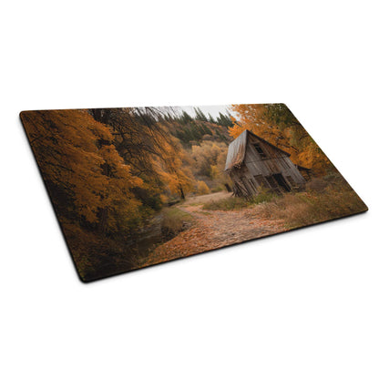 Vintage rustic autumn barn scene rectangular gaming mouse pad
