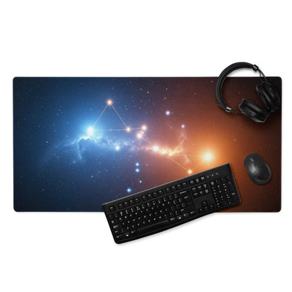 Cosmic Nebula blue orange gradient gaming mouse pad with nebula design
