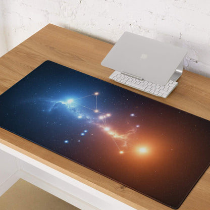 Cosmic Nebula blue orange gradient gaming mouse pad with nebula design