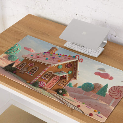 Candy Land gingerbread house gaming mouse pad with non-slip base