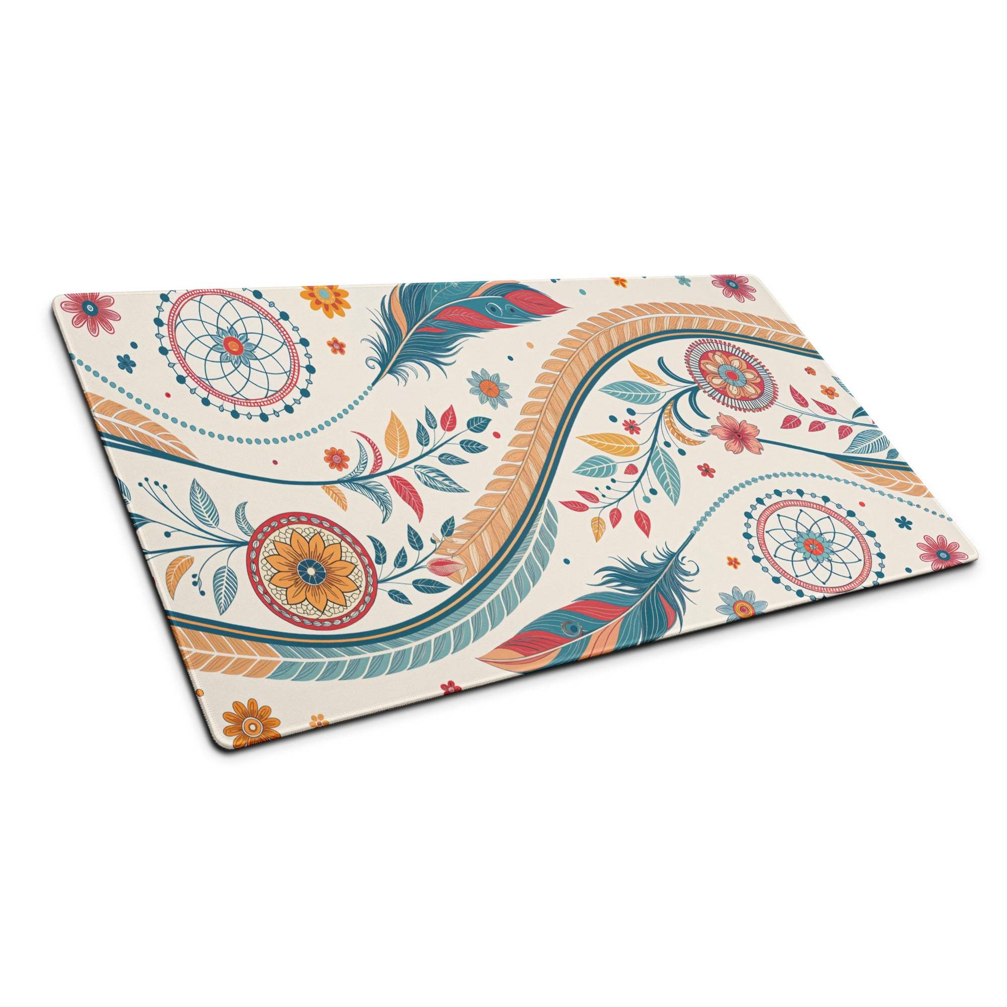 Boho floral dreamcatcher gaming mouse pad large non-slip stitched design