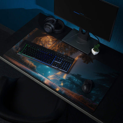 Epic Night Paris Eiffel Tower moody blue orange gaming mouse pad