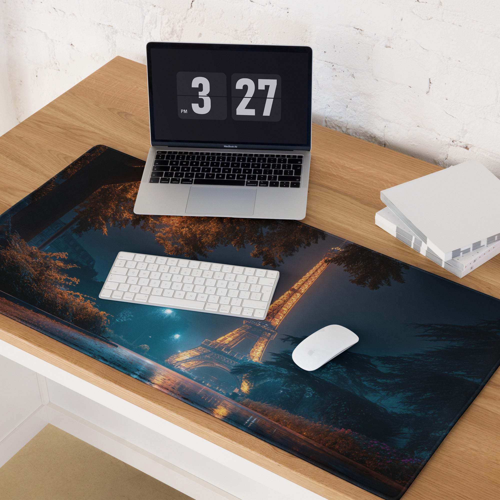 Epic Night Paris Eiffel Tower moody blue orange gaming mouse pad