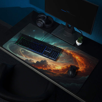 Epic Cosmic Swirl gaming mouse pad with vibrant nebula design