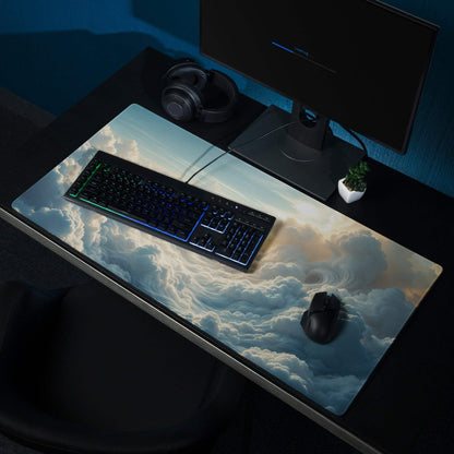 Celestial Sky Dreamy Blue Cloudscape gaming mouse pad with clouds