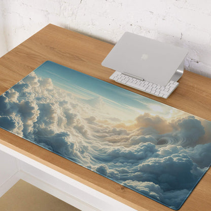 Celestial Sky dreamy blue cloudscape gaming mouse pad with swirling clouds