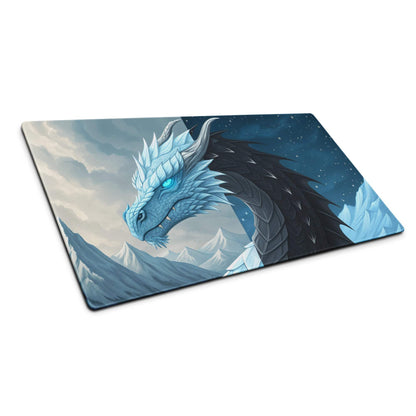 Epic Dragon Landscape Ice Blue Night Theme Gaming Mouse Pad