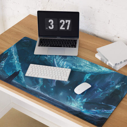 Blue icy dragon gaming mousepad with non-slip backing