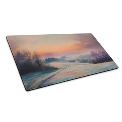 Large pastel sunset snowy road landscape glass cutting board