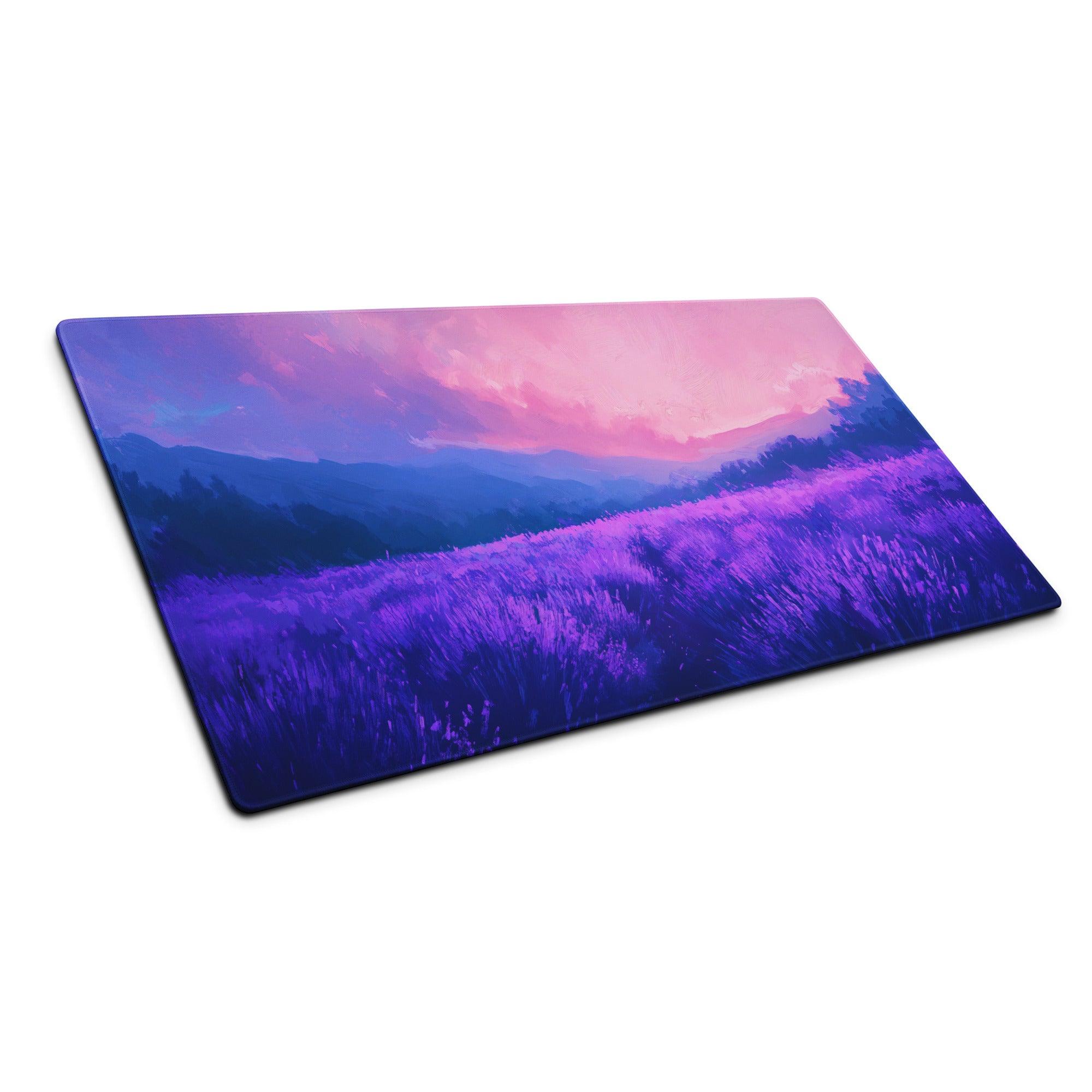 Dreamy purple lavender sunset mouse pad with non-slip base