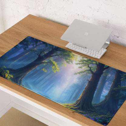 Epic Forest Dawn large gaming mousepad with forest trees and smooth surface
