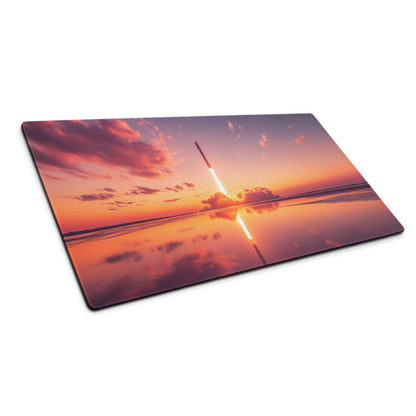 Epic rocket launch sunset gradient gaming mouse pad with reflection