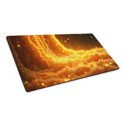 Vibrant orange nebula gaming mouse pad large with non-slip base