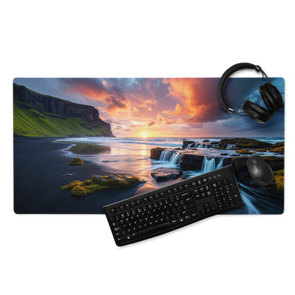 Vibrant sunset coastal landscape extra large gaming mouse pad