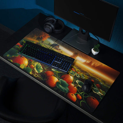 Autumn Pumpkin Patch gaming mouse pad with large surface, non-slip backing