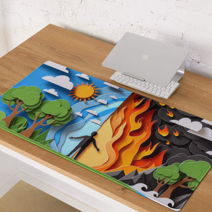Papercraft Nature And Fire Duel dual-tone gaming mouse pad