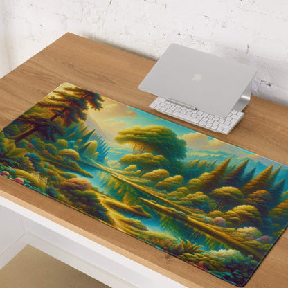 Epic Forest Landscape large gaming mousepad with vibrant glossy artwork