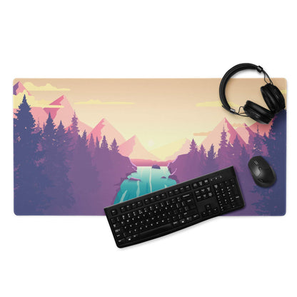 Vibrant sunset mountain landscape extended gaming mouse pad