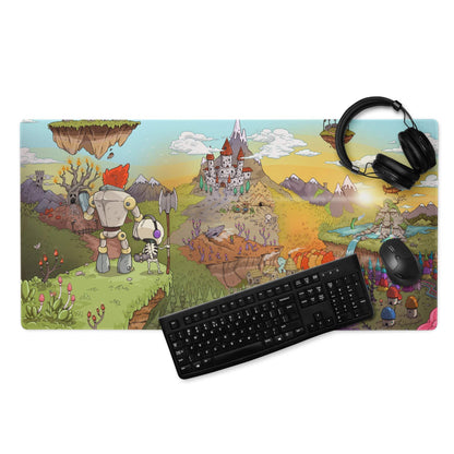 Colorful fantasy landscape gaming mouse pad with large non-slip surface