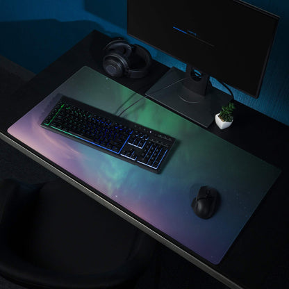 Aurora Night Sky large gaming mouse pad in purple-teal gradient