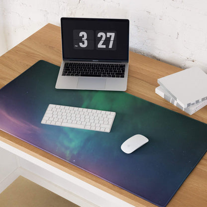 Aurora Night Sky large gaming mouse pad with purple-to-teal aurora gradient
