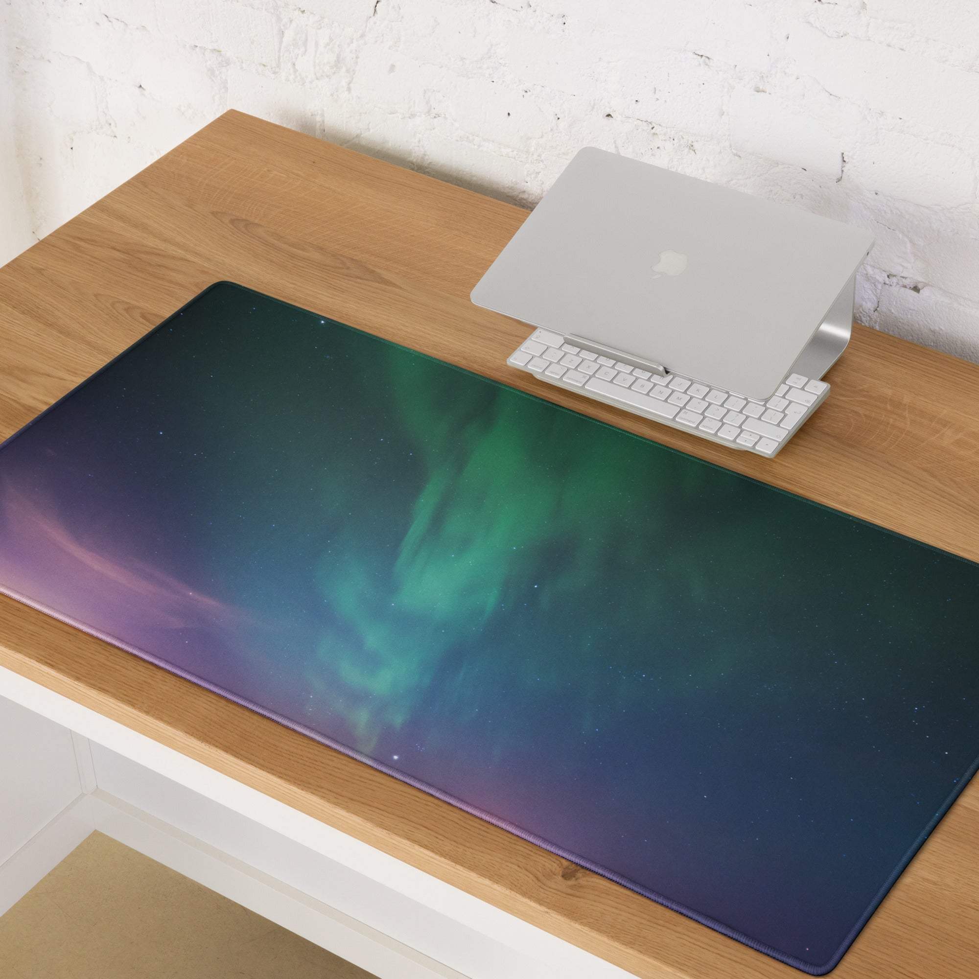 Aurora Night Sky large gaming mousepad with aurora borealis design