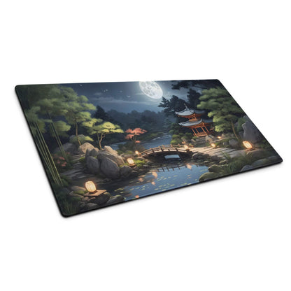 Large moonlit zen garden gaming mouse pad with non-slip base