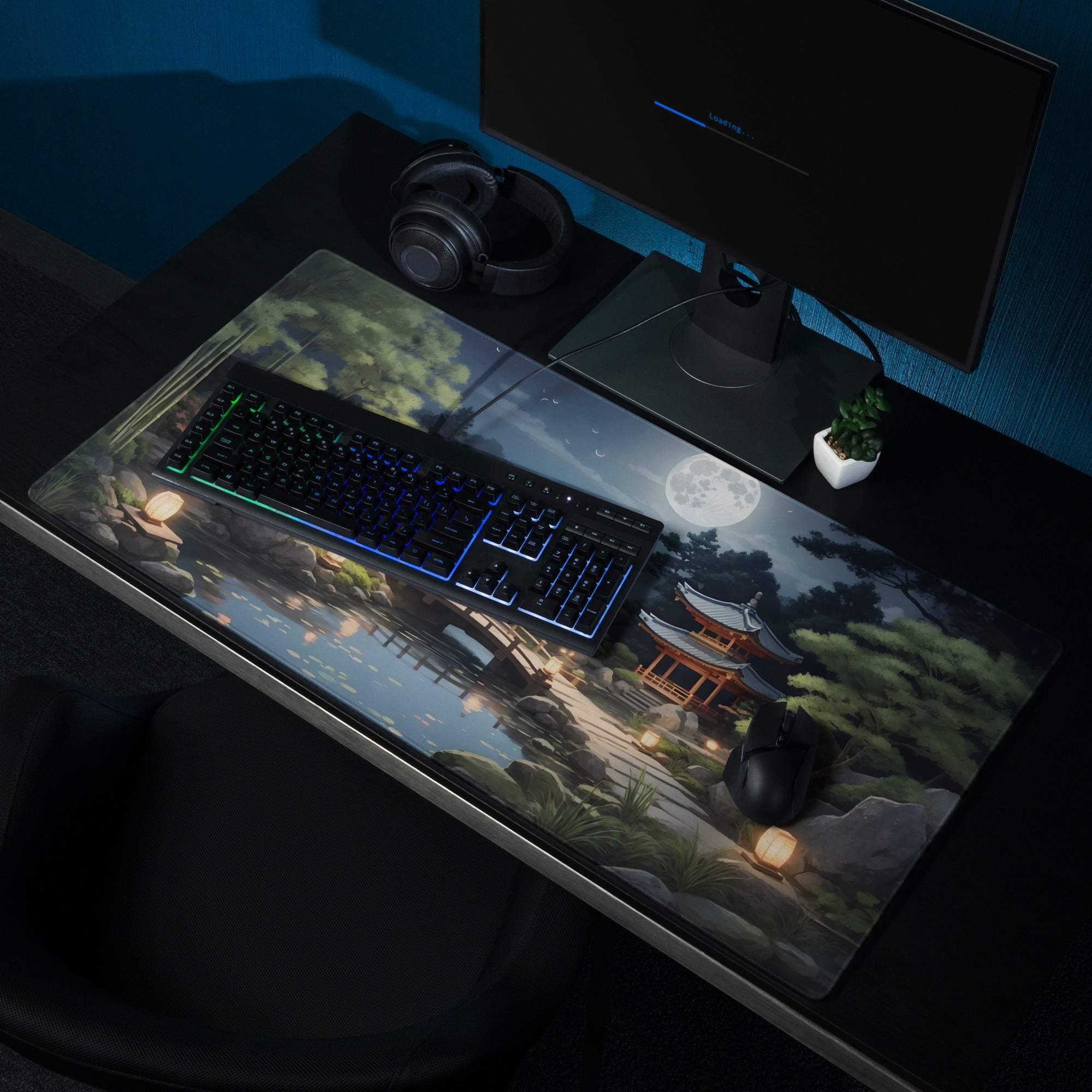Moonlit Zen Garden anime mouse pad large non-slip gaming surface